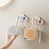 Home Brushing Cup Simple Mouthwash Couple Cup Straight Handle Punch-free Toothbrush Cup Holder Wall Mount Toothbrush Holder
