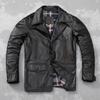 Chinese Size Casual Men Leather Jacket Soft Genuine Cowhide Leather Coat Vintage Edged Windbreaker Mens Clothes Autumn