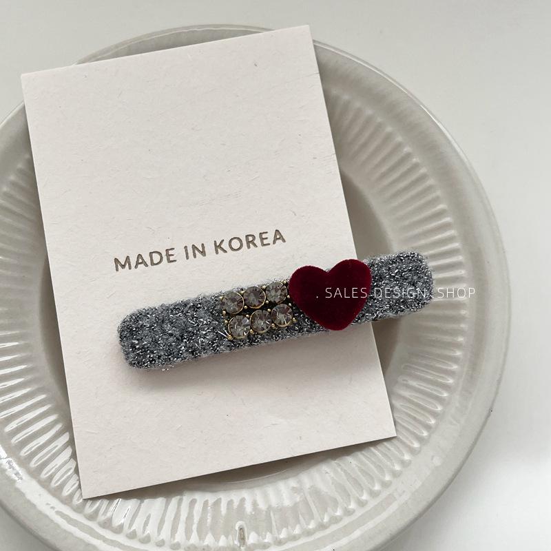 Korean Style Rhinestone Heart Hair Clip - Fashionable, Versatile, Simple Design for Women