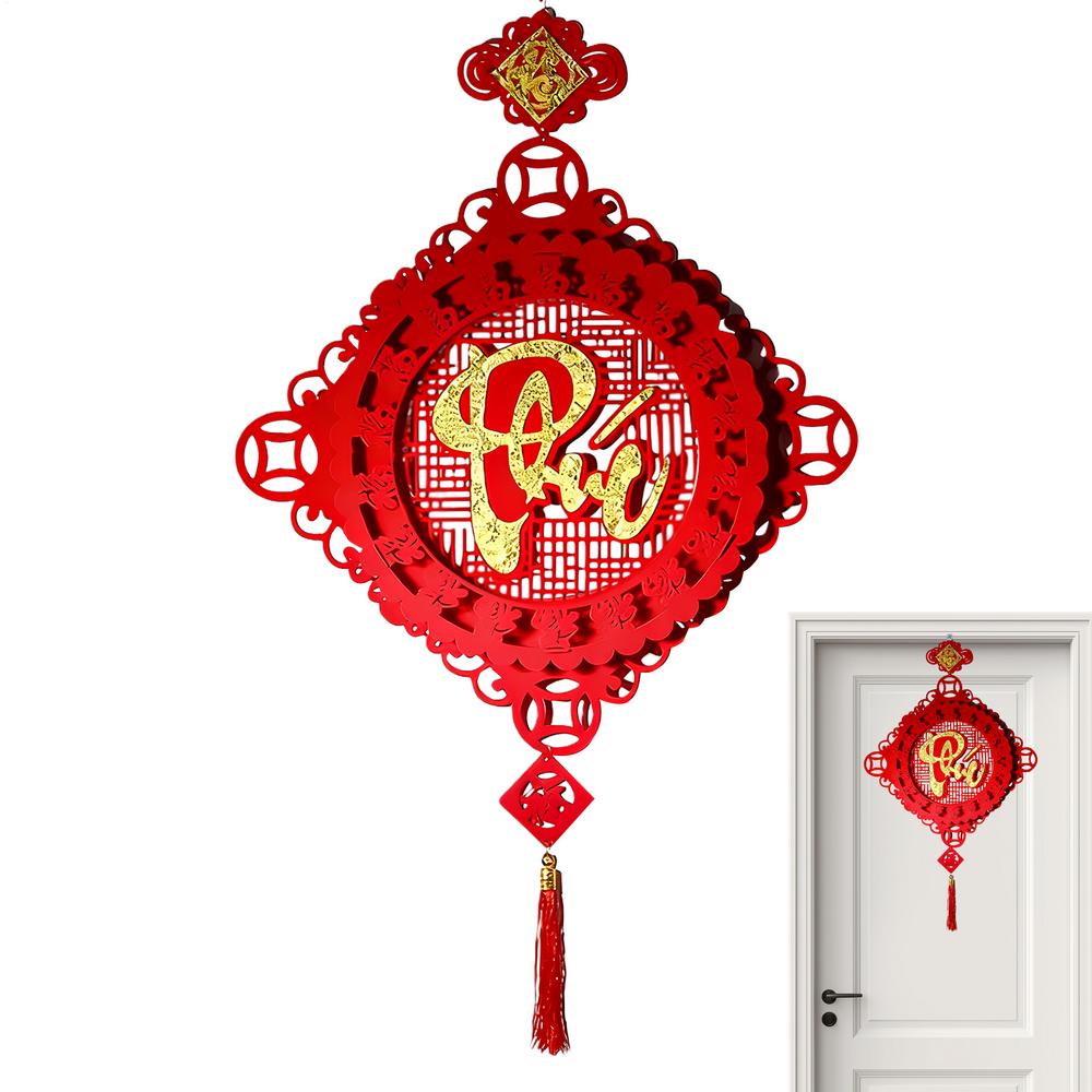Spring Festival Decorations Chinese Good Luck Pendant 2026 Flocking Tree Ornaments Festival Charm For Home Office Car Door Wall