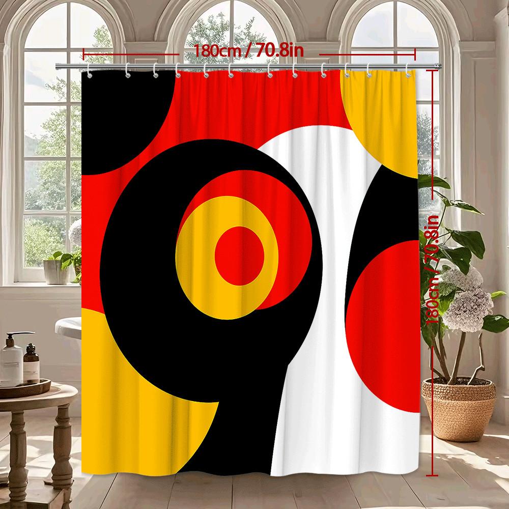 Abstract Geometric Circles Shower Curtain Machine Washable All Season Waterproof Privacy Protection Modern Art Design Creative