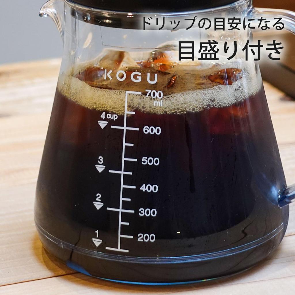 KOGU Shimomura Kihan Break-Resistant Coffee Server, 700ml [Made In Japan], Dishwasher and Microwave Safe, Lightweight, with Graduations, Holds 1-4