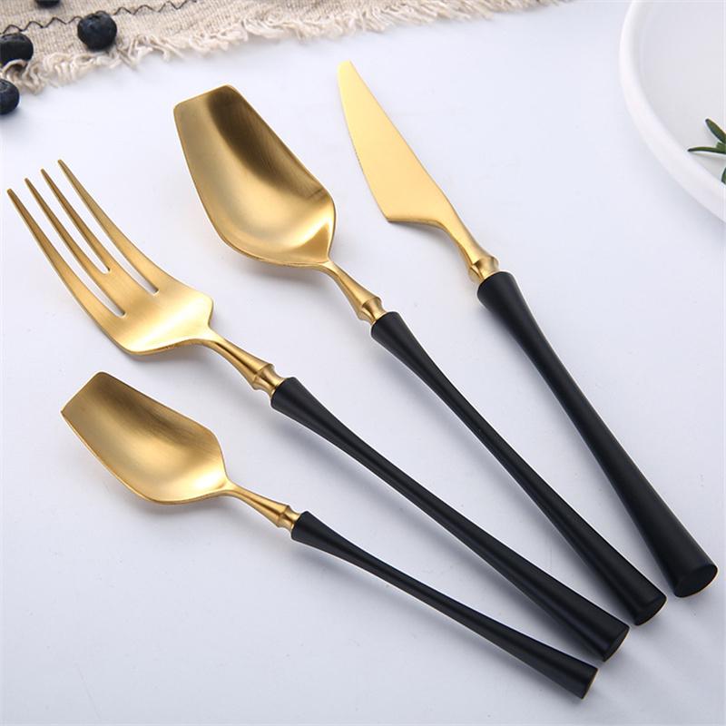 4Pcs High Quality Cutlery Set Elegant Stainless Steel Dinnerware Knife Fork Spoon Tableware Set Luxury Silverware Flatware Set