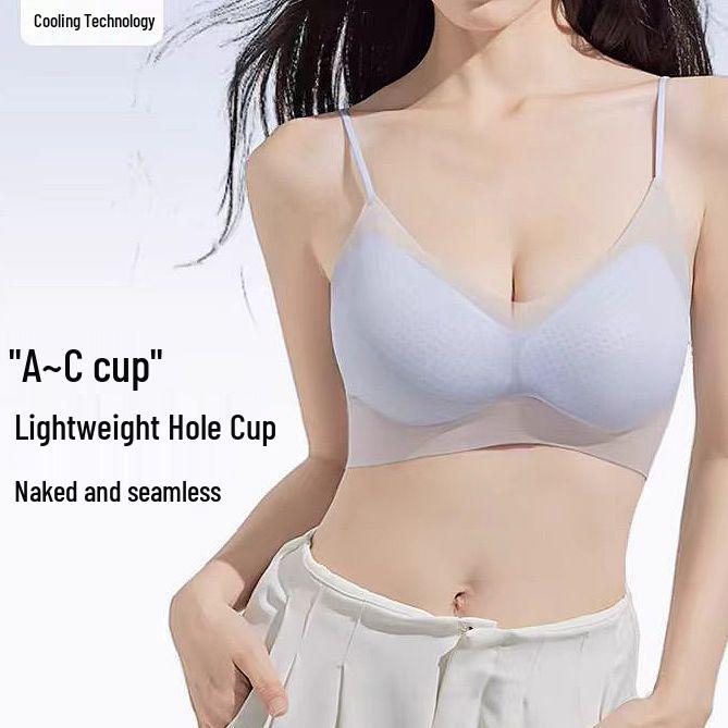 Women's Seamless Push-Up Strappy Bandeau Vest - Super Thin, Breathable Cooling Bra for Small Chests