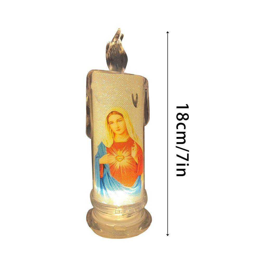 Jesus Catholic Christian Religious Ceremony Virgin Electronic Flameless LED Devotional Prayer Candles Light Religious Decoration
