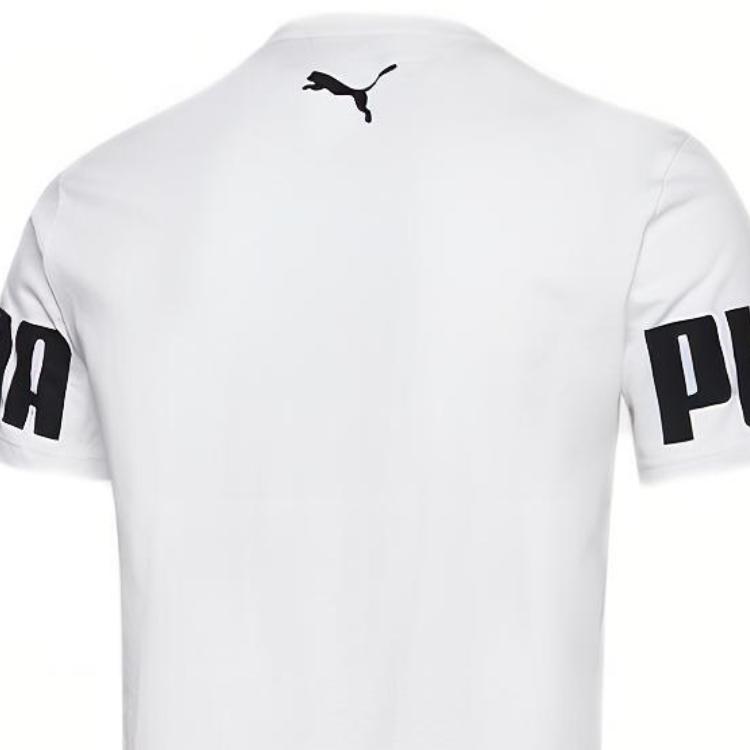 Puma Rebel Logo Print Short Sleeve T-Shirt Men Tops White 584744-57