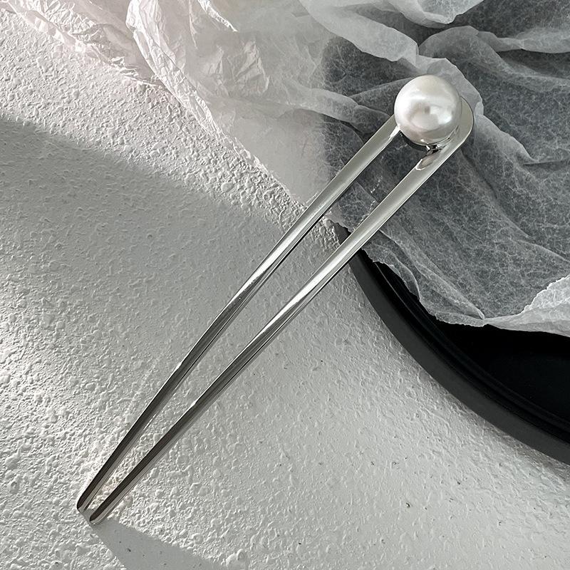 4Pcs Fashion Simple U Shaped Pearl Hairpin Lazy Maruko Head Disc Hair Tool Women Korean Fashion Hairpin Headwear