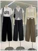 Plus Size Women's High Waist Wide Leg Pants - Spring Loose Fit with Elastic Lace-up Waist