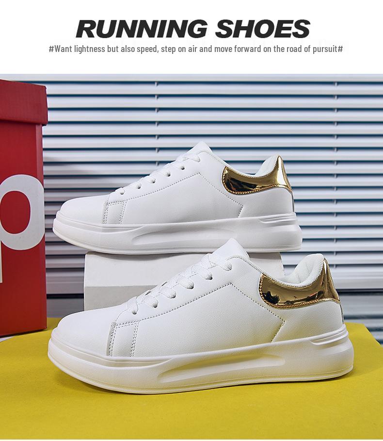 Unisex Plus Size White Leather Waterproof Shoes - Casual Spring/Autumn Sneakers for Teens