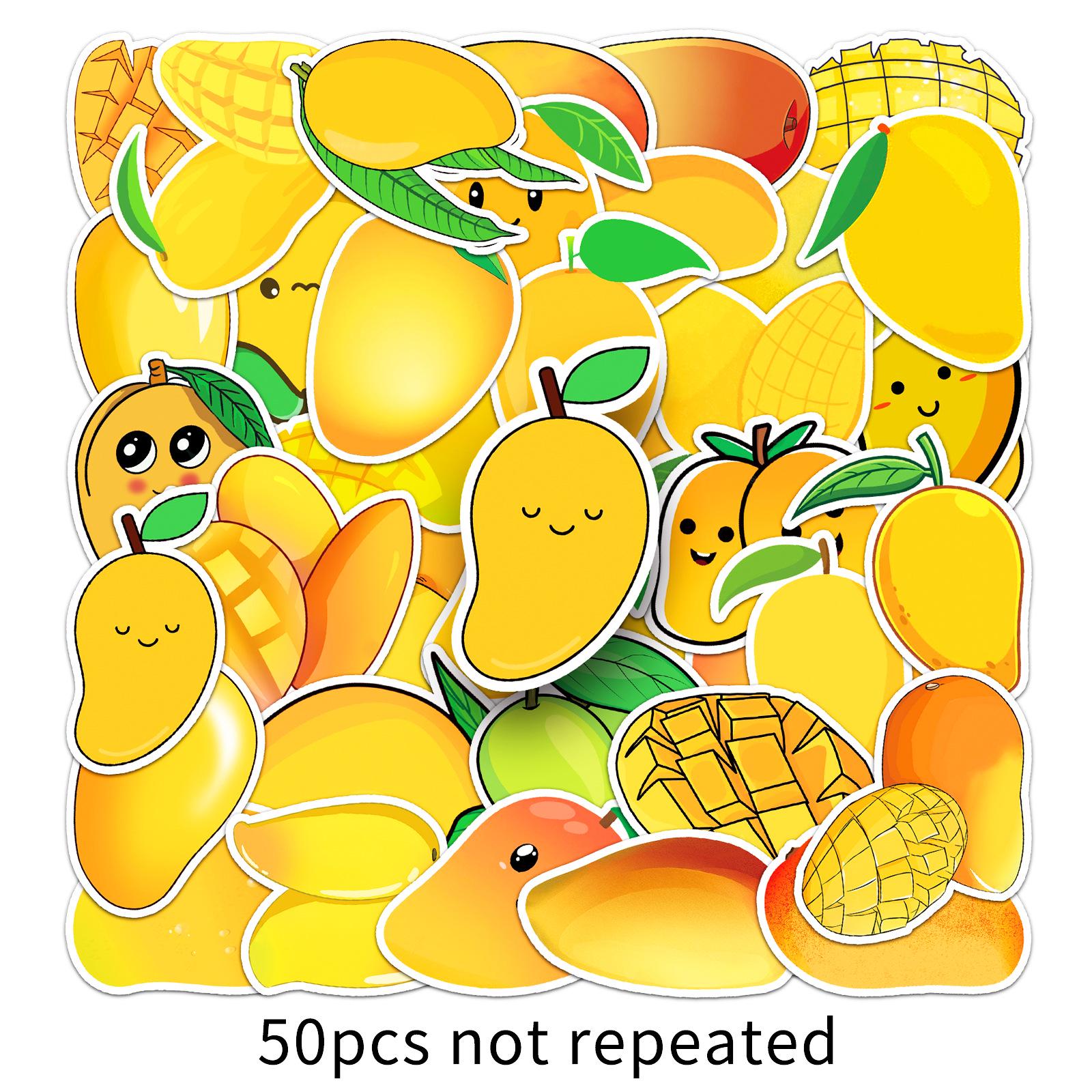 

50 Mango Stickers: Cute Cartoon Fruit for Water Bottles, Planners, and More