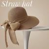 Fisherman Straw Hat Women's Big Eaves Bow Sun Protection Hat Beach Vacation Sun Hat UV Protection Straw Hat
