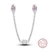 Real 925 Silver Stars & Moon Sunflower Safety Chains Spacer Beads Charms Fit Qikaola 925 Bracelets DIY Jewelry