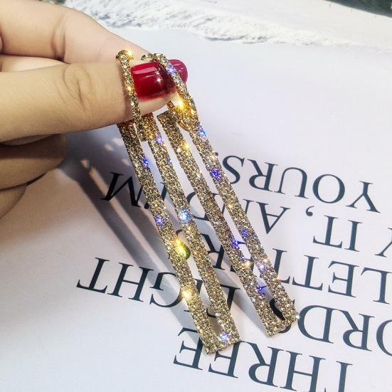 

Длинные прямоугольные серьги с геометрическим узором, инкрустированные бриллиантами, корейские кристаллы золотистый