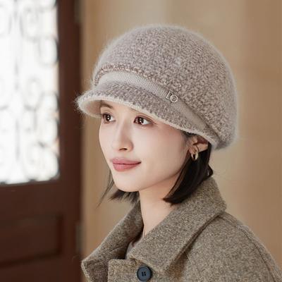 Chapeau de maman en laine pour femme, chapeau chaud tricoté pour automne et hiver, pour personnes âgées d'âge moyen, chapeaux épais en langue de canard pour grand-mère