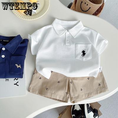 Sommer-Outfit-Set für Jungen Sommer Baby Dünnes Kurzarm-POLO Oberteil Zweiteiliges Set Kurzer Stil
