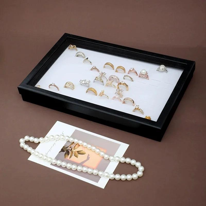 Ring Box, Jewelry Display Box, Dust-proof Transparent Tape Cover Storage Box, Anti-oxidation