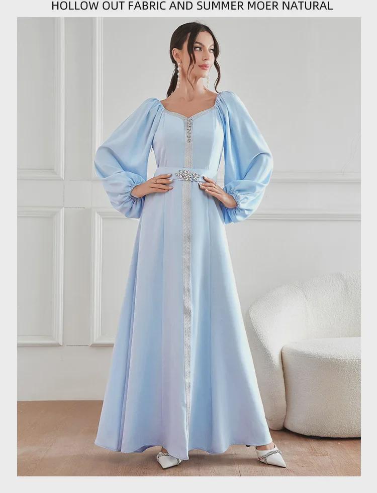 Elegantes Diamantkleid mit hoher Taille, Herbst 2023, muslimische Mode aus dem Nahen Osten