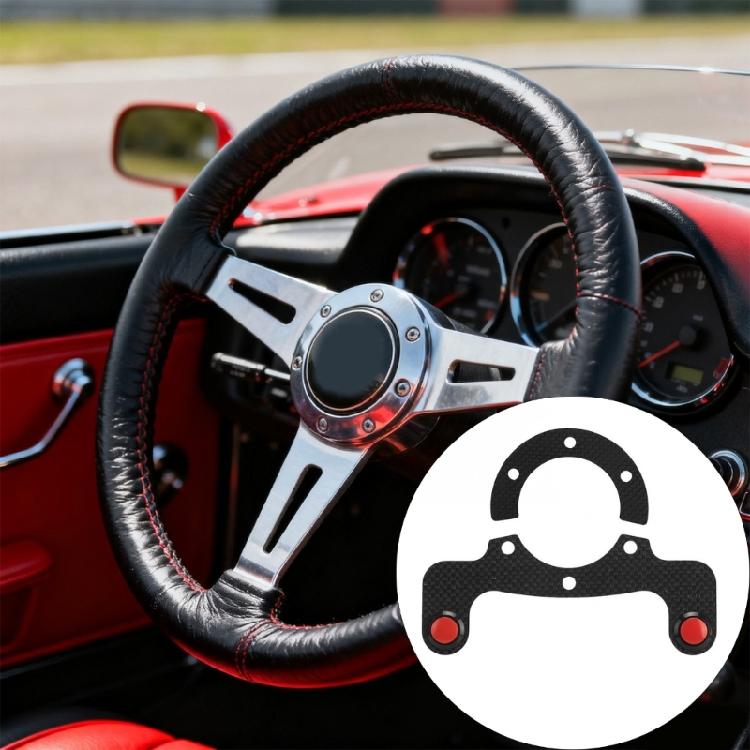 Car Modification Double Button Single Button Universal 6-Hole Racing Car Steering Wheel Carbon Fiber Horn Button