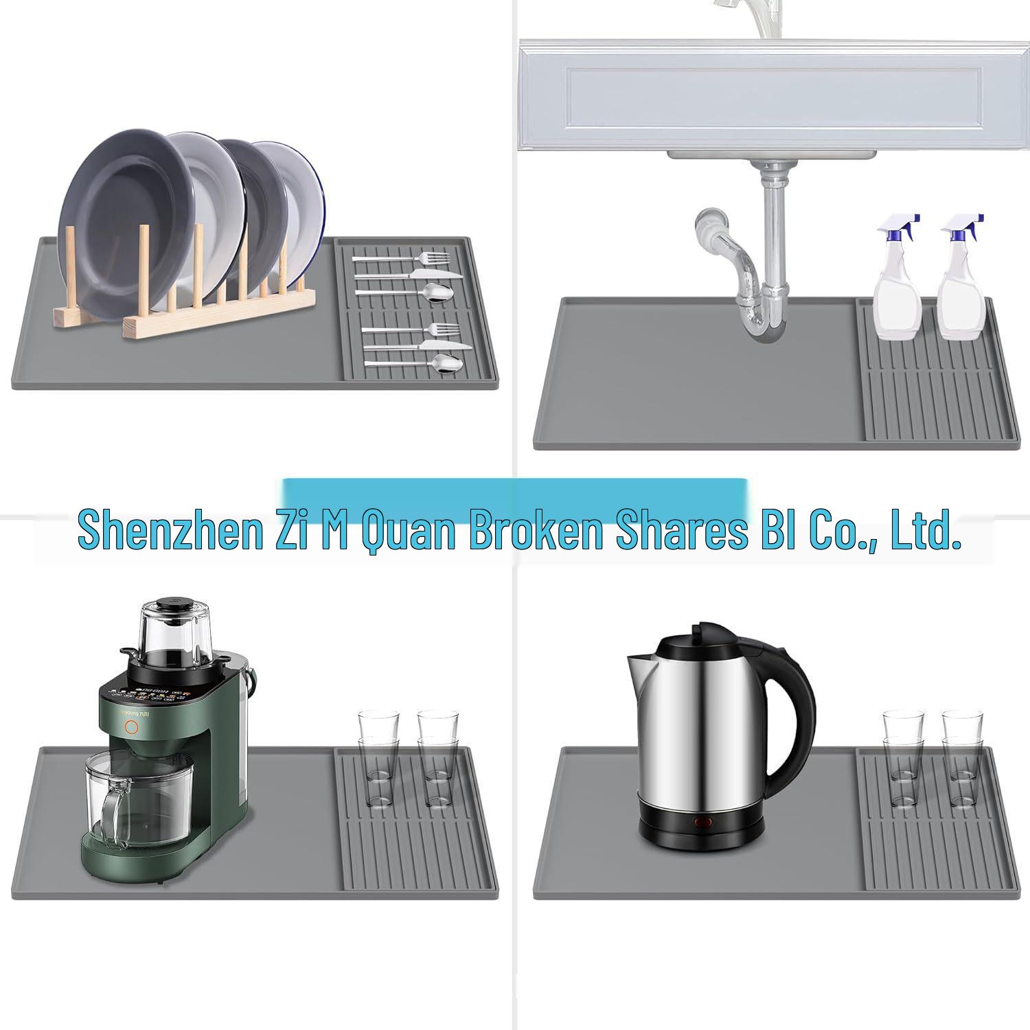 

2-in-1 Silicone Coffee Machine Drip & Sink Mat Set - Multi-functional Heat Insulation Pad Small Drip Mat серый