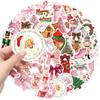 50 Waterproof Pink Christmas Stickers: English Graffiti for Scrapbooks, Phones & Decoration