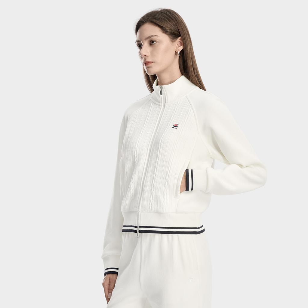 FILA Heritage Classic Minimalist Fashion Casual Versatile Comfortable Jacket Women jackets Cloud-Mushroom-White F11W618504FWT