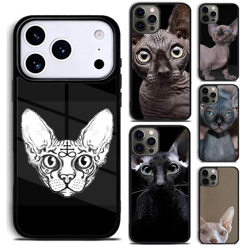 FUNNY NAKED CAT SPHINX Phone Case for iPhone 17 16 15 Pro Max Air 14 13 12 11 Plus Shockproof Cover