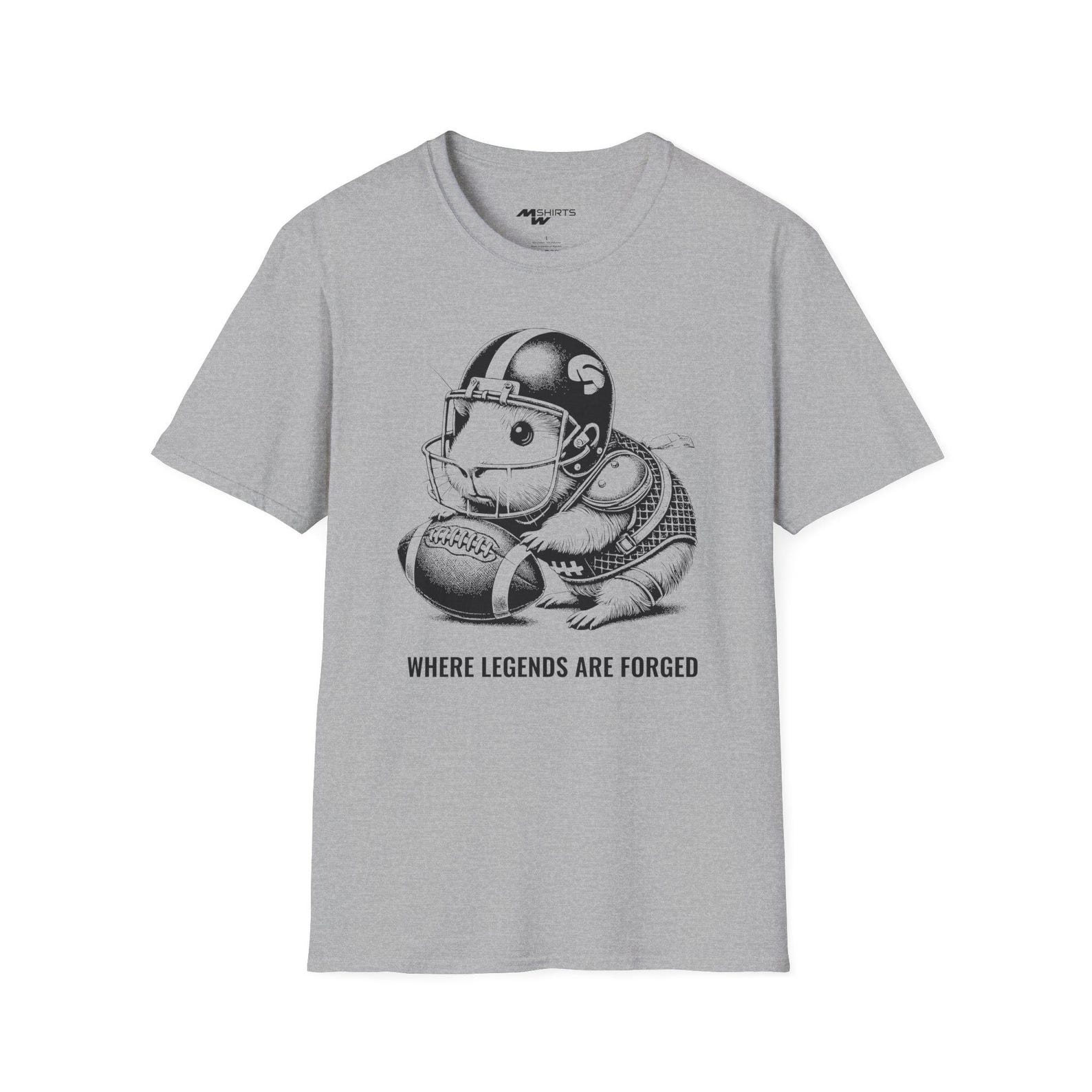Where Legends Are Forged/ Engraving-Style Football Guinea Pig T-Shirt M