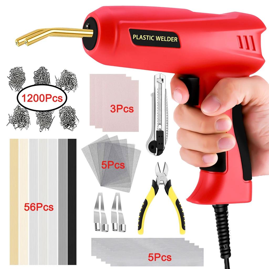 Upgraded 200W Plastic Welder, 2in1 Plastic Welding Kit Plastic Repair Welder Hot Stapler Soldering Gun Car Bumper Plastic Repair