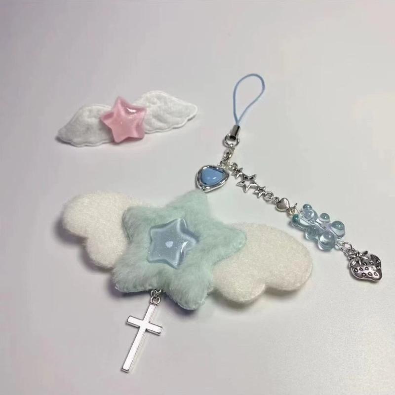 Plüsch Sternform Erdbeere Schlüsselanhänger Anhänger Weicher Plüschstoff Handy Lanyard Für Geschenke Und Tägliche Nutzung Handy Kette