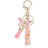 English Alphabet Letter Tassels Keychain Pink Butterfly Pendant Key Chain Women Car Key Ring Bag Jewelry Simple Letter Name Gift