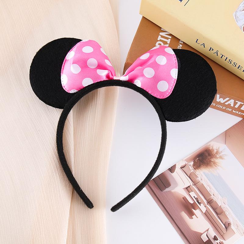Mickey Mouse Ears Headband with Minnie Bow for Children's Festival and Party