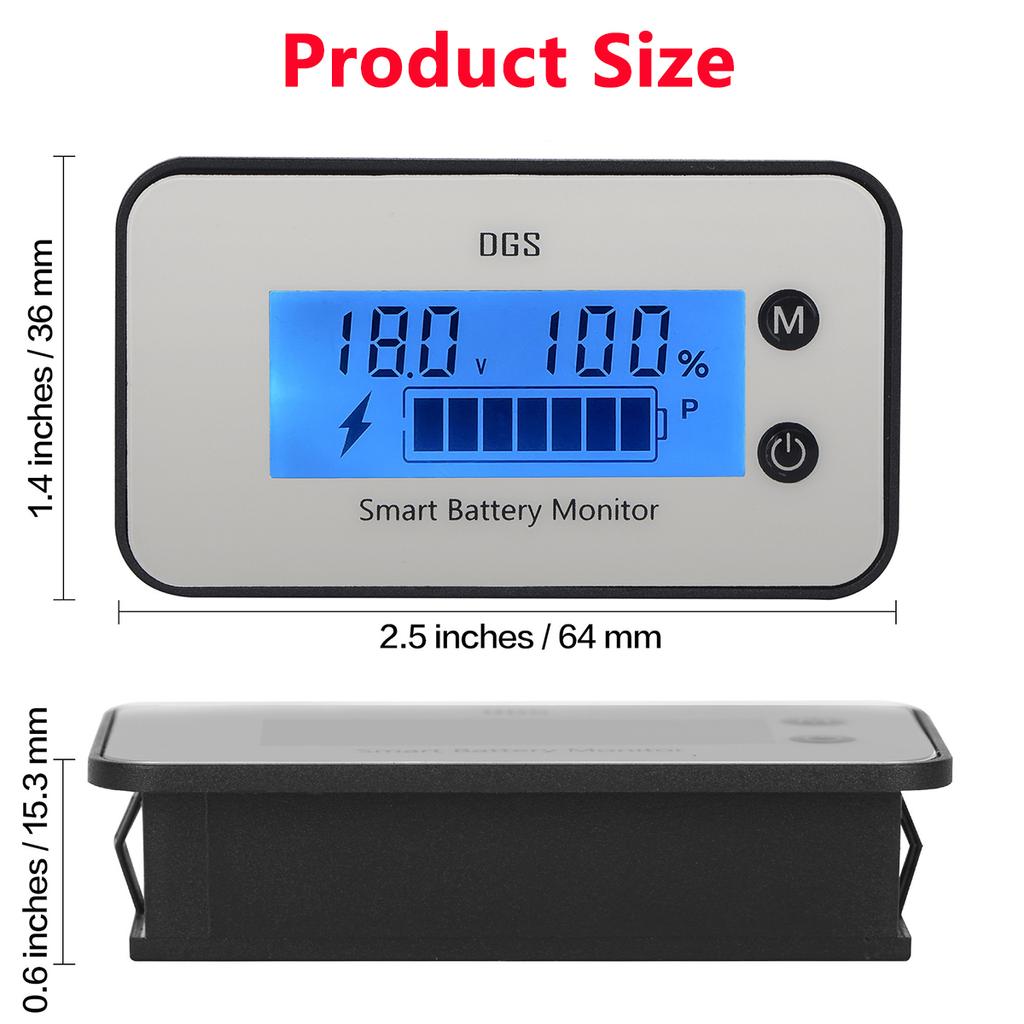 IPX7 Wasserdicht DC 7V-100V Batteriekapazitätsanzeige Ladezustand in Prozent Blei-Säure Ternär Eisen-Lithium Batterie Autospannungsmessgerät