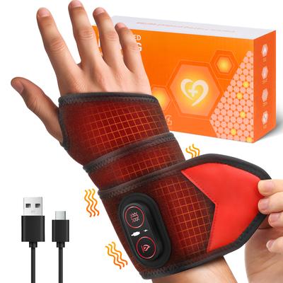 Electric Heating Wrist Guard 660&850nm Red Light Hot Compress Wristband 3 Levels Vibration Massage Wrist Brace Hand Protector