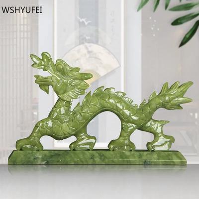 Chinese Zodiac Dragon Natural Jade Ornaments High-end Crafts Home Living Room Desktop Feng Shui Decorations Countertop Decor