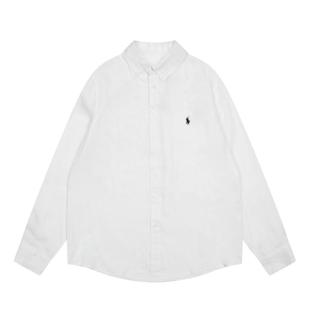 Ralph Lauren Unisex Polo: Little Horse Embroidery, Solid Color, Long Sleeve, Classic Casual Lapel Shirt