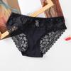 Ladies Sexy Color Low Waist Transparent Hollow Lace Stitching Sexy Panties