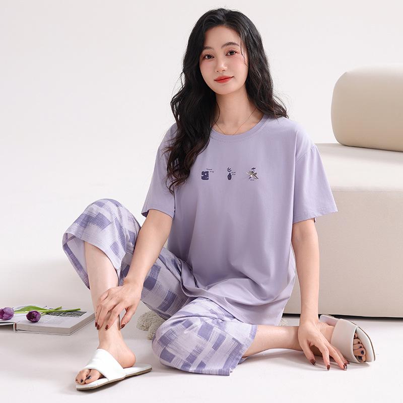 2026 Summer Women's Breathable Cotton Pajamas Set - Lightweight, Seven-Point Sleeve, Indoor/Outdoor Wear