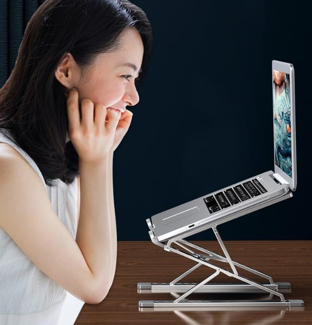 Laptop tablet adjustable made of aluminum storage bag 1pcs stand, stand, stand, foldable, angle, alloy, silver, included,