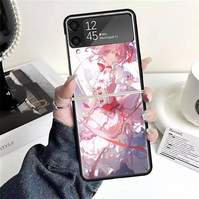 

Madoka Magica Anime Cases For Samsung Galaxy Z Flip 4 5 6 7 3 Z Flip7 Flip6 Flip4 Flip5 Flip3 5G Hard Shockproof Fundas Cover Samsung Z Flip