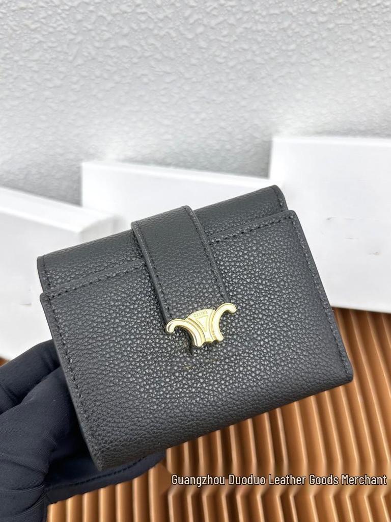 Arc de Triomphe Echtes Leder Dreifach-Faltbörse: Mehrere Kartenfächer, Kompaktes, Modisches Münzportemonnaie