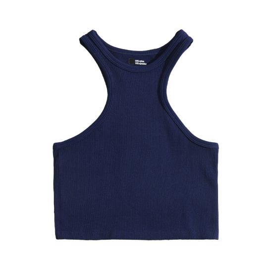 Women Running Vest O-Neck Sleeveless Short Tank Tops Solid Color Ribbed Elastic Fitting Quick Drying Racer Back Vest