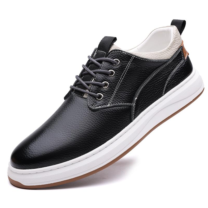 

Fashion Trendy Brand Men s Leather Casual Shoes Outdoor Oxford Shoes Simple Versatile Men s Business Work Shoes Commuting Daily 38 чёрный