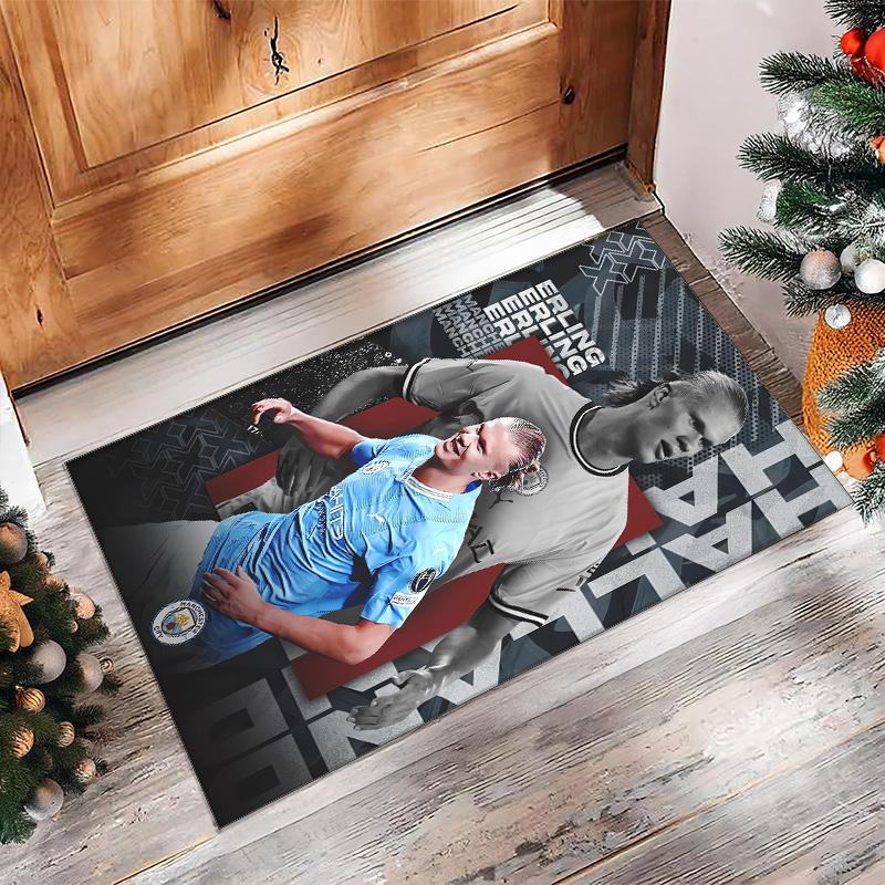 Tappeto in Flanella Stampato Erling Haaland Antiscivolo Morbido Poliestere Tappeto per Pavimento Tappetino Decorativo da Interno per Camera da Letto Soggiorno Divano