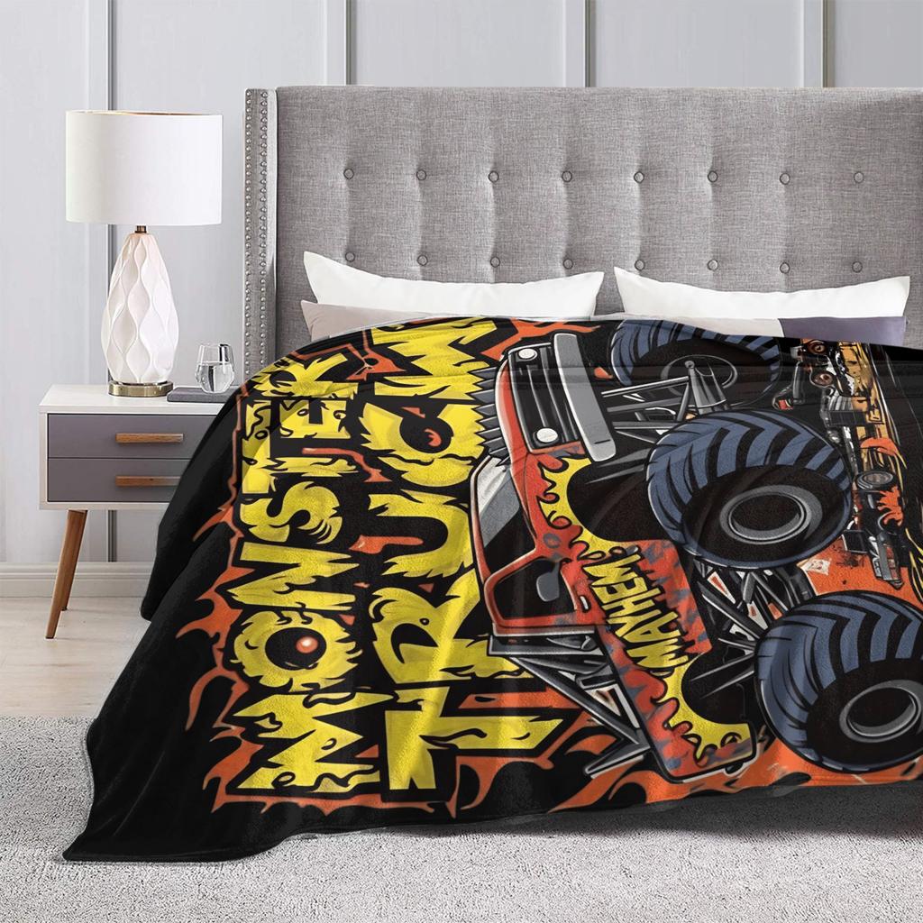 Rough and Cool Monster Trucks Plush Blanket Kids Adult  Flannel Throw Blanket For Living Room Warm Custom Quality Bedspread Gift