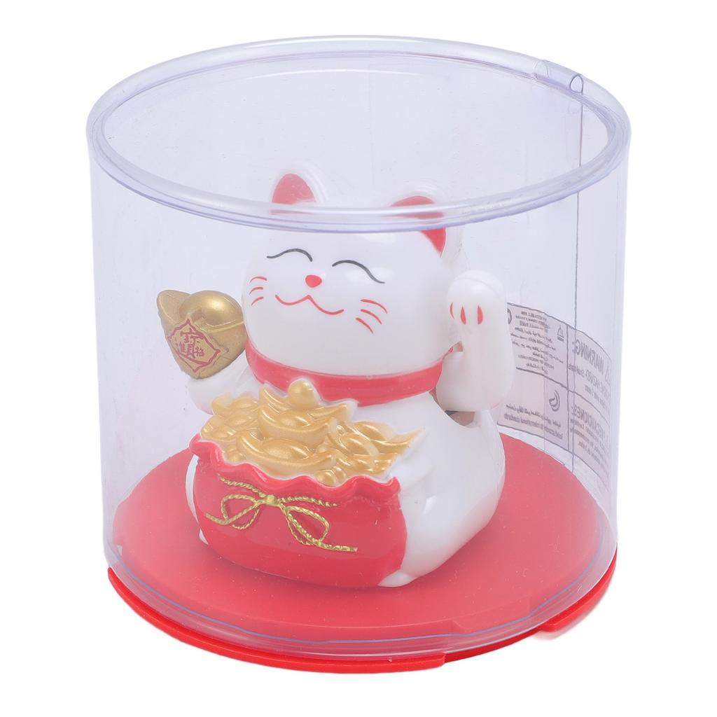 Feng Shui   Cat Solar Powered Waving Maneki Neko Decoration   Cat Statue for Home Shop Car Interior