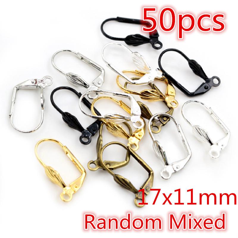 30-50pcs Fashion Bronze Rhodium Gold Silver Plated French Earring Hooks Wire Settings DIY Jewelry Making Findings Accessories