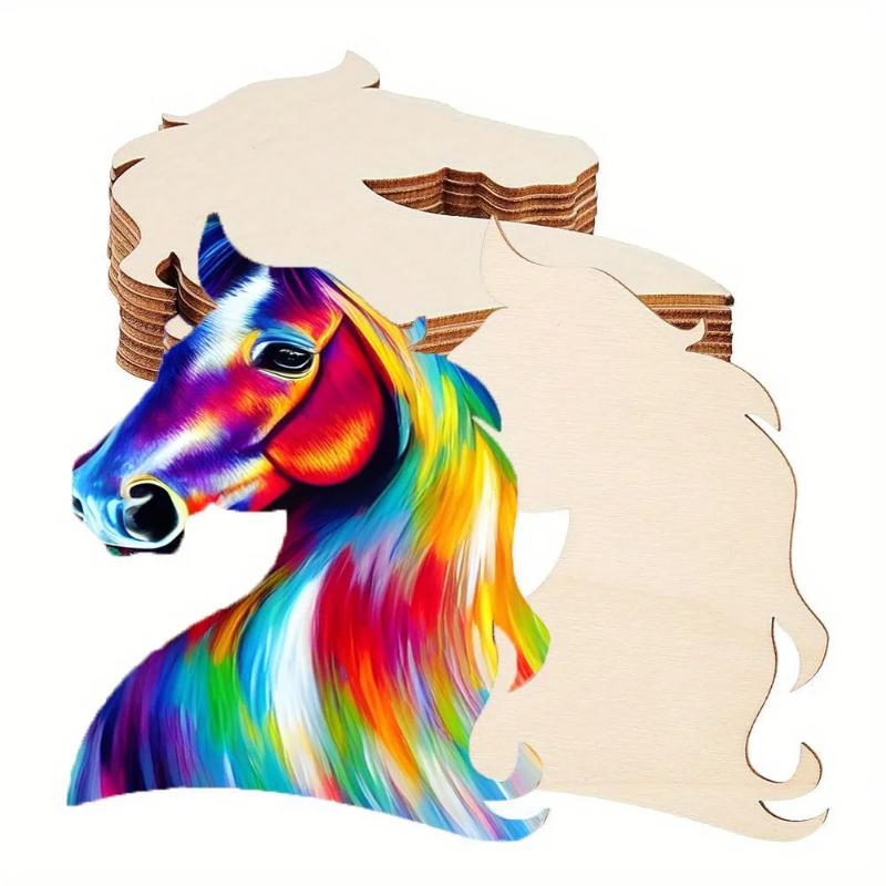 Unfinished Horse Head Wooden Home Farm Animal Shape Wood Cutout Laser Cut Blanks Craft Supplies