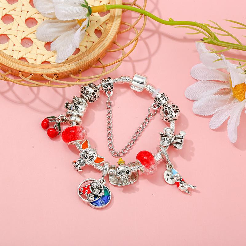 Cartoon Baby Elephant & Winnie the Pooh Women’s Bracelet - Fairy Tale Story Beads