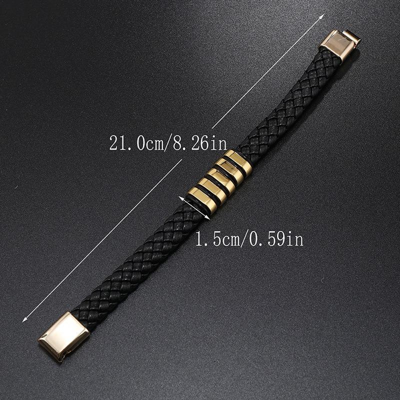 Meier Woven leather bracelet with unique alloy magnetic clasp - hip hop style, versatile bangle