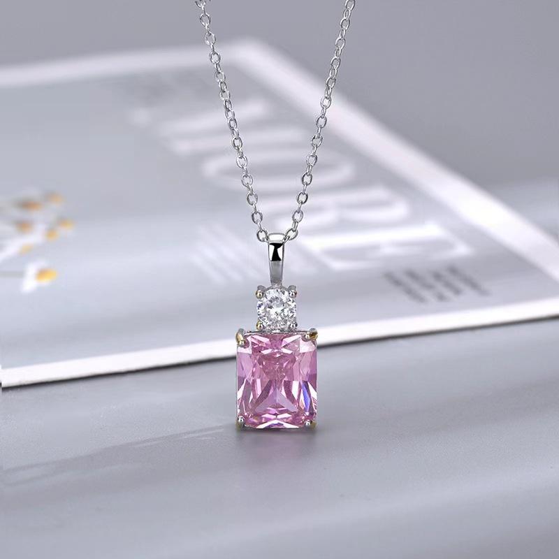 Простой и роскошный геометрический кулон, квадратный медно-сахарный кулон с инкрустацией цирконами, прямоугольное ожерелье для женщин